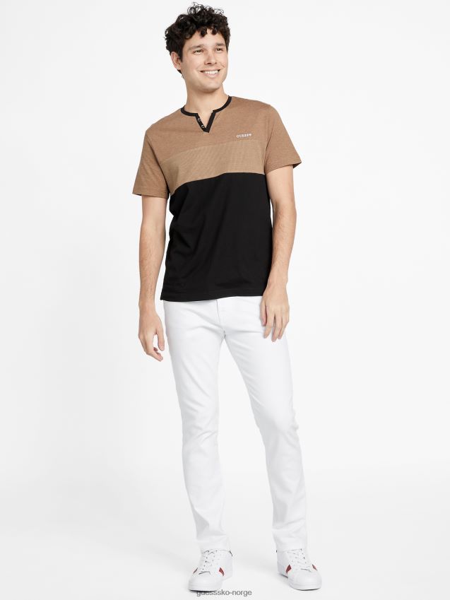 Guess ristet taupe multi hanz fargeblokk-t-skjorte ristet taupe multi menn F0LJ808450