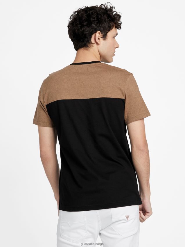 Guess ristet taupe multi hanz fargeblokk-t-skjorte ristet taupe multi menn F0LJ808450