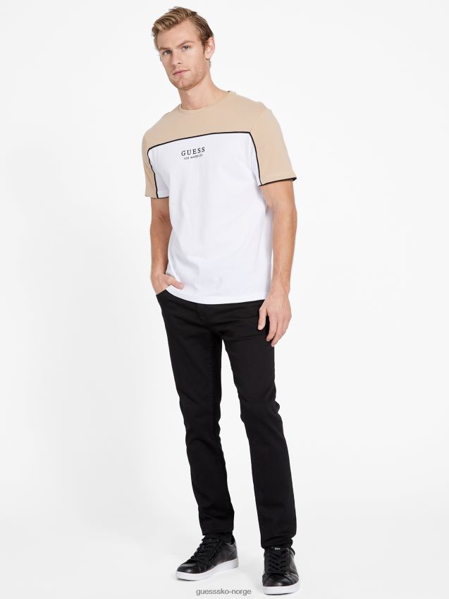 Guess ristet taupe multi øko frotté T-skjorte med rund hals ristet taupe multi menn F0LJ808555