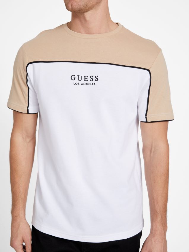 Guess ristet taupe multi øko frotté T-skjorte med rund hals ristet taupe multi menn F0LJ808555