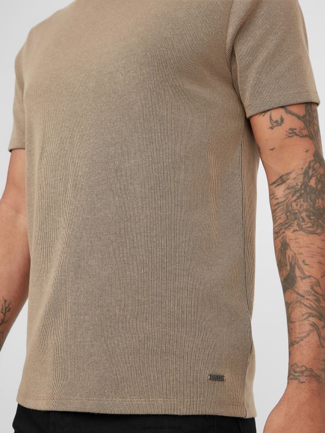 Guess ristet taupe russle ribbet t-skjorte ristet taupe menn F0LJ808536
