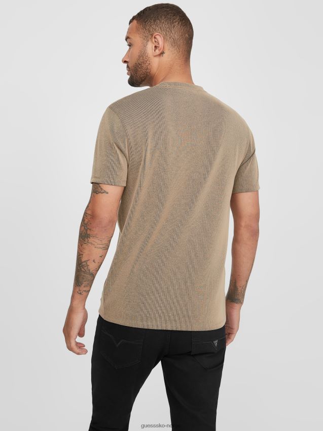Guess ristet taupe russle ribbet t-skjorte ristet taupe menn F0LJ808536