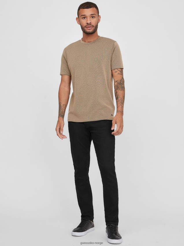 Guess ristet taupe russle ribbet t-skjorte ristet taupe menn F0LJ808536
