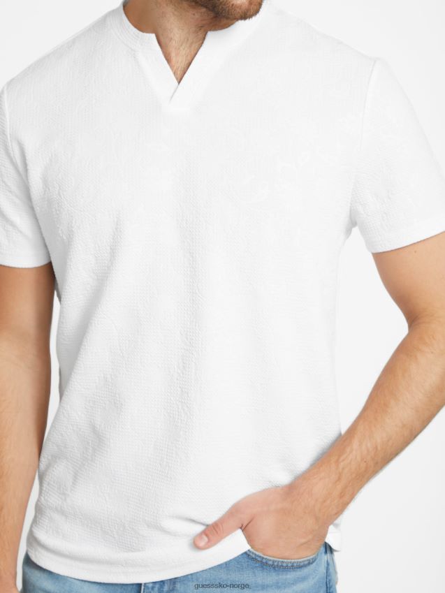 Guess romero jacquard t-skjorte i ren hvit Ren hvit menn F0LJ808433