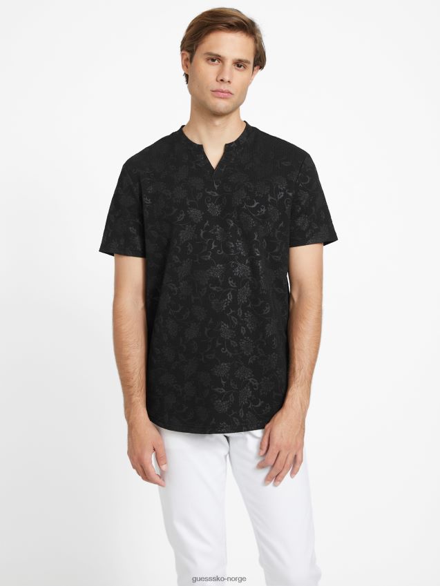 Guess romero jacquard t-skjorte kulsort kulsvart menn F0LJ808322