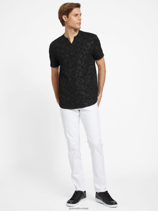 Guess romero jacquard t-skjorte kulsort kulsvart menn F0LJ808322
