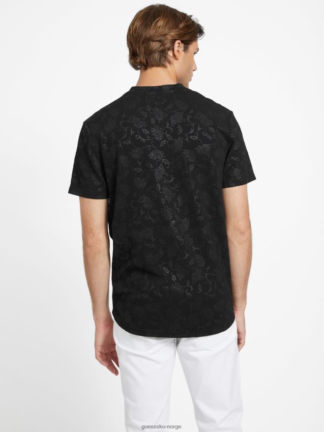 Guess romero jacquard t-skjorte kulsort kulsvart menn F0LJ808322