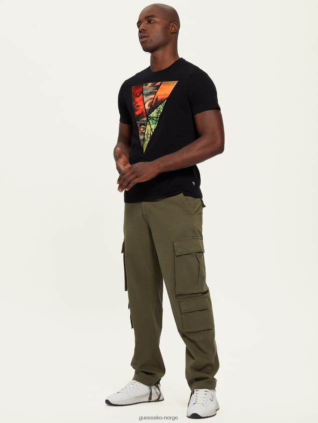 Guess skjøtet trekant t-skjorte kulsort kulsvart menn F0LJ8010845