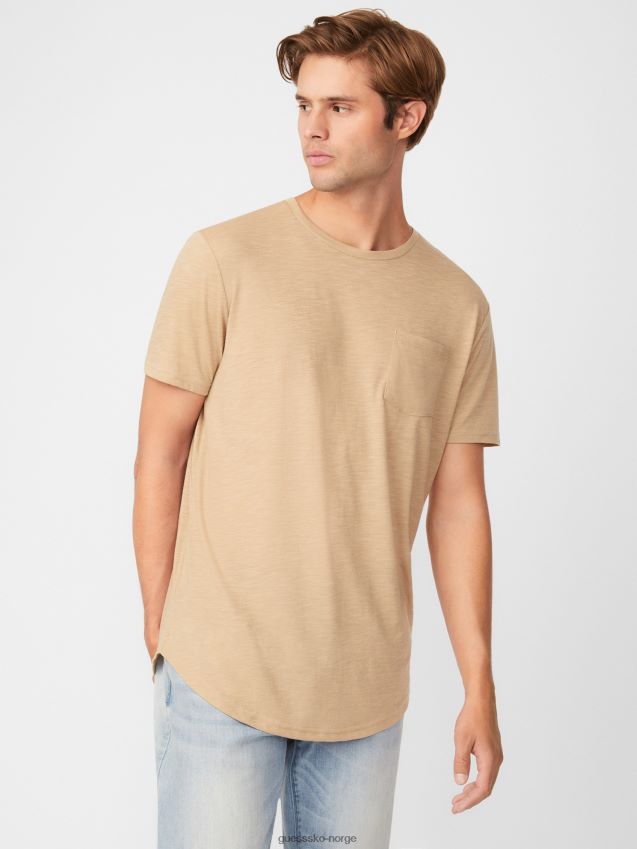 Guess skog khaki vantor langline t-skjorte skog khaki menn F0LJ808318