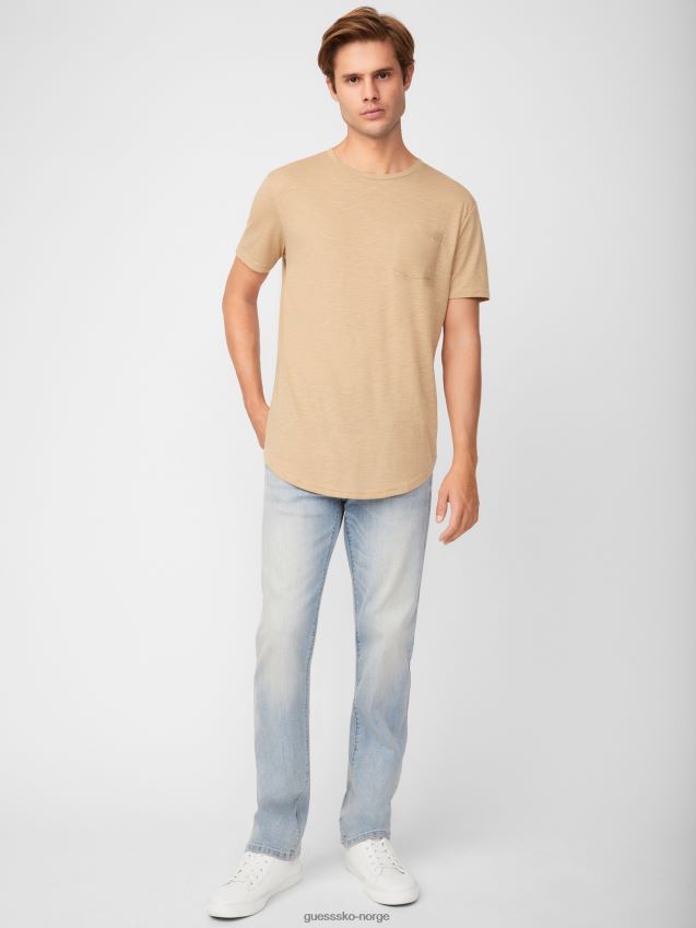 Guess skog khaki vantor langline t-skjorte skog khaki menn F0LJ808318