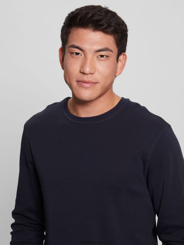 Guess skyler langermet t-skjorte bleu lgant bleu lgant menn F0LJ8010458