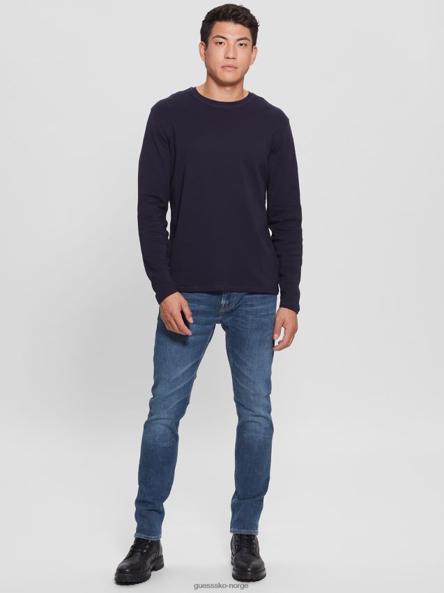 Guess skyler langermet t-skjorte bleu lgant bleu lgant menn F0LJ8010458