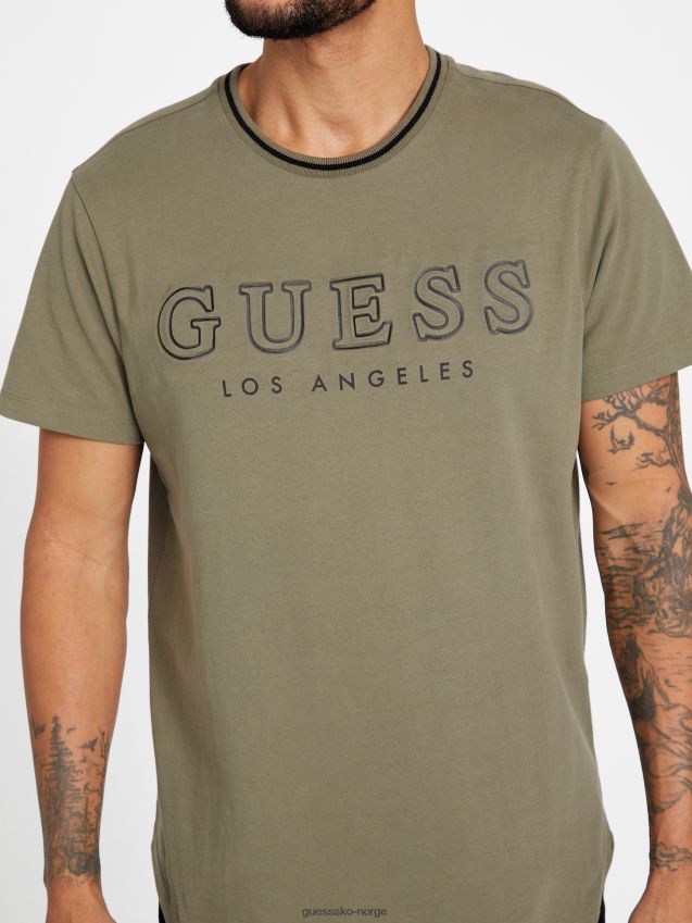 Guess støvete oliver zade langline T-skjorte med rund hals støvete oliver menn F0LJ807859