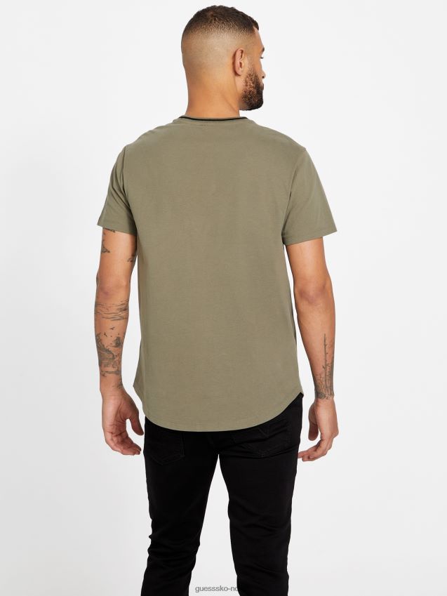 Guess støvete oliver zade langline T-skjorte med rund hals støvete oliver menn F0LJ807859