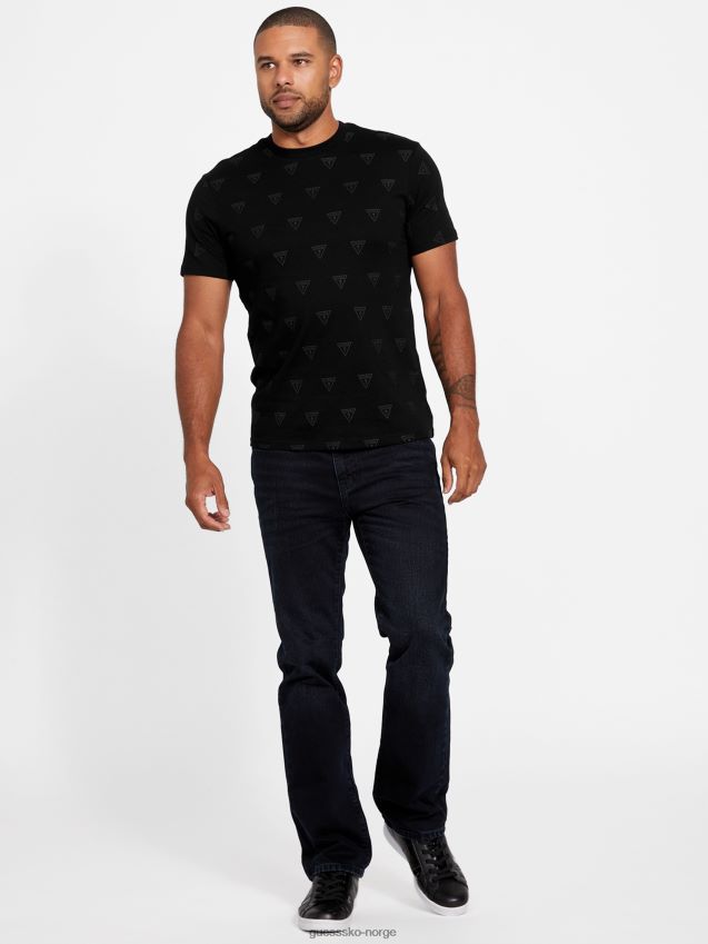 Guess svart rustet logo-t-skjorte med rund hals svart menn F0LJ808422