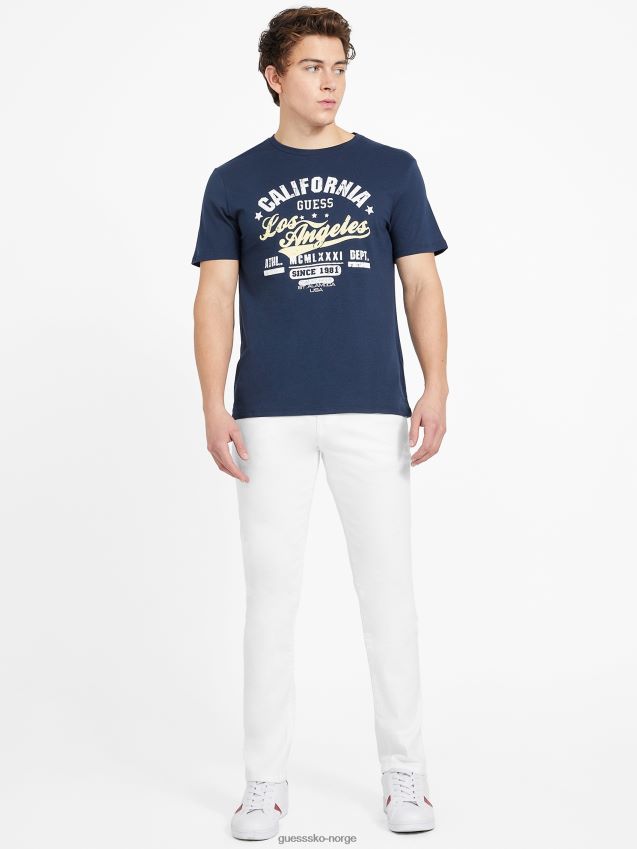 Guess svertet blå eco varto t-skjorte med rund hals svertet blå menn F0LJ808554