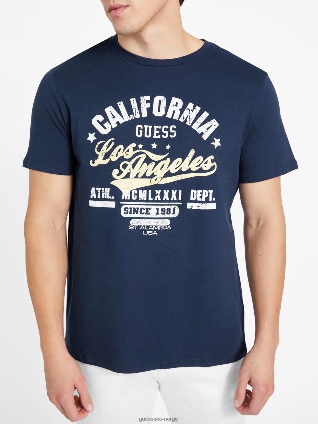 Guess svertet blå eco varto t-skjorte med rund hals svertet blå menn F0LJ808554