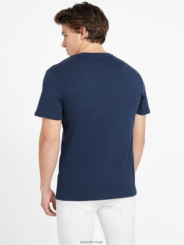 Guess svertet blå eco varto t-skjorte med rund hals svertet blå menn F0LJ808554
