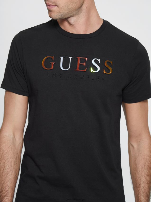 Guess t-skjorte med preget logo kulsort kulsvart menn F0LJ8010769