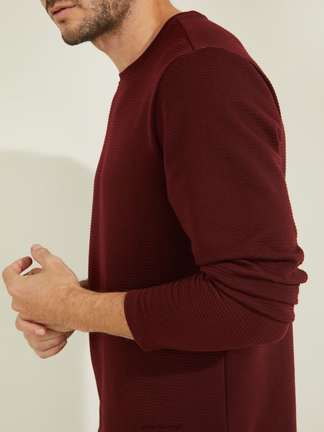 Guess teksturert jersey langermet t-skjorte vino vino menn F0LJ8010452