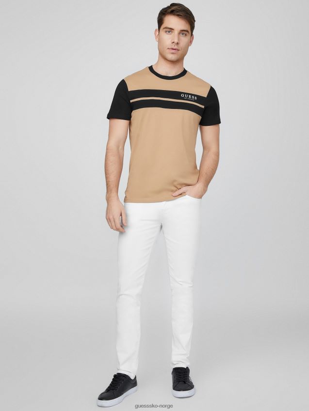 Guess thom fargeblokk logo-t-skjorte ristet taupe ristet taupe menn F0LJ808415
