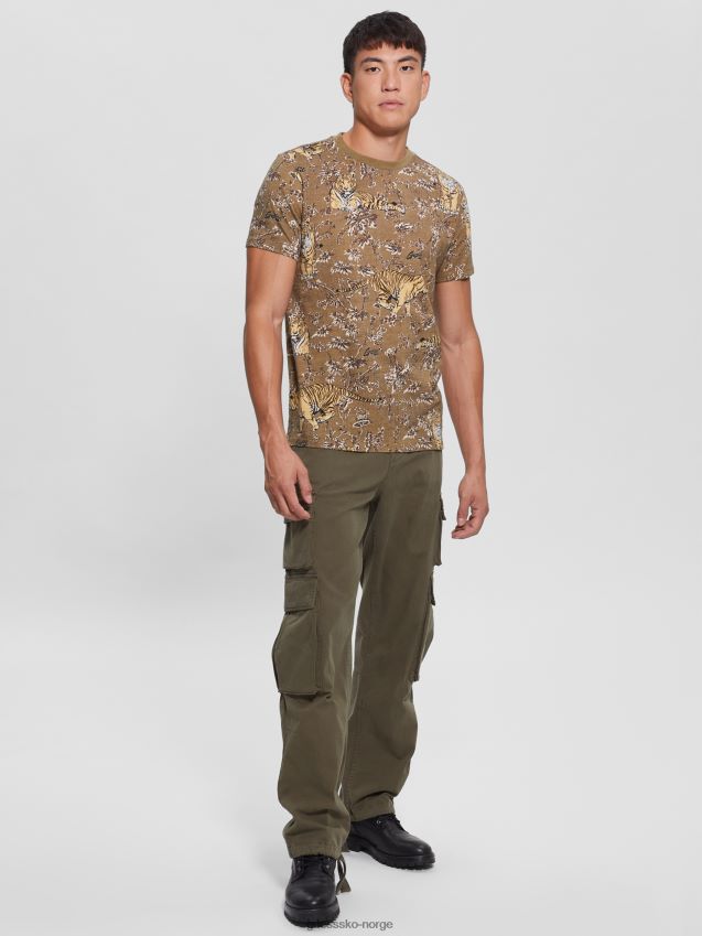 Guess tiger crewneck t-skjorte tiger jungel print tigerjungeltrykk menn F0LJ8010384
