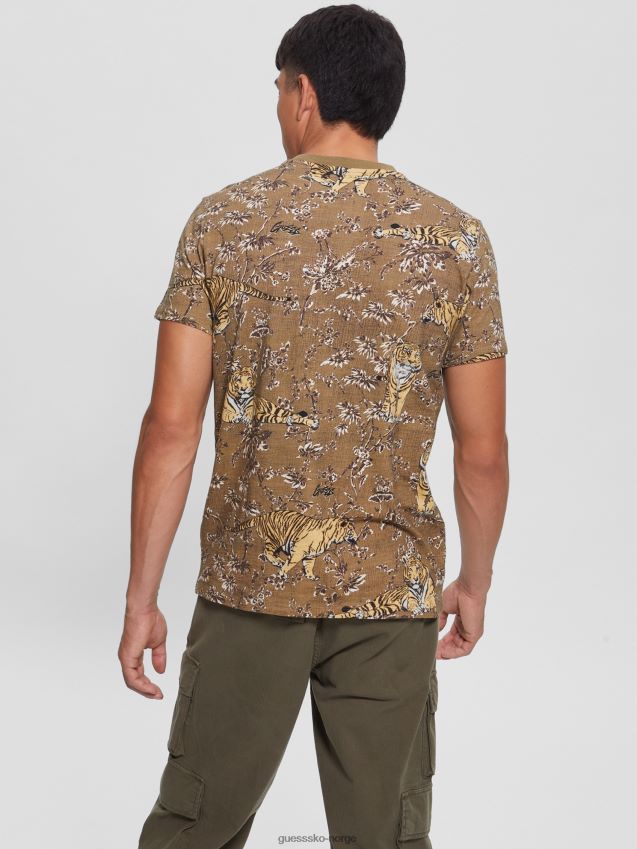 Guess tiger crewneck t-skjorte tiger jungel print tigerjungeltrykk menn F0LJ8010384