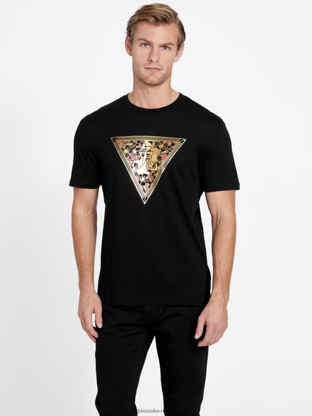 Guess trenton crewneck t-skjorte kulsort kulsvart menn F0LJ808472