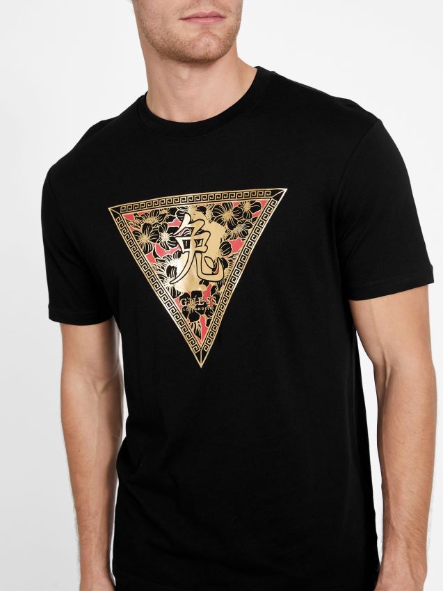 Guess trenton crewneck t-skjorte kulsort kulsvart menn F0LJ808472