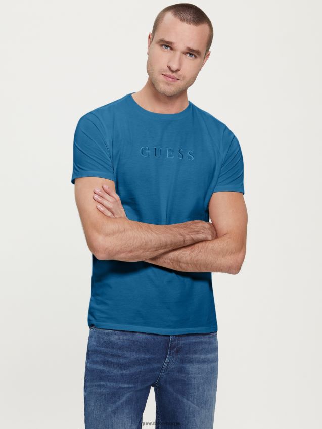 Guess uniform blå brodert logo-t-skjorte uniform blå menn F0LJ8010792