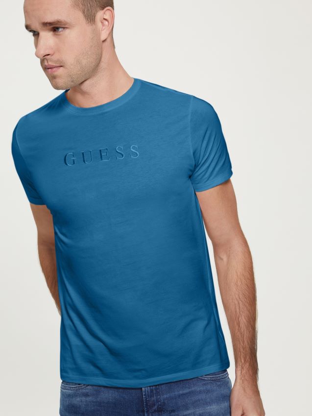 Guess uniform blå brodert logo-t-skjorte uniform blå menn F0LJ8010792