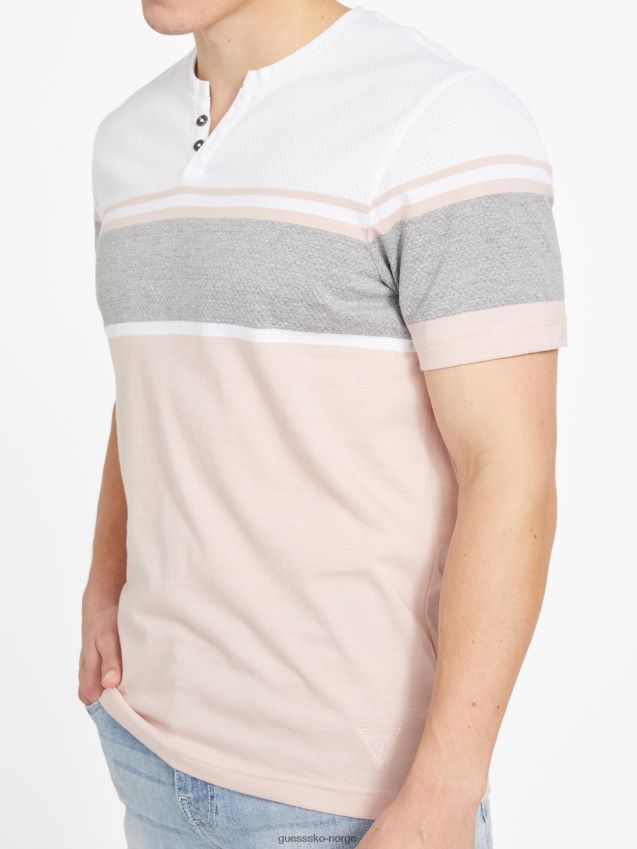 Guess vapor rose multi chucky stripete t-skjorte med slits damprose multi menn F0LJ808468