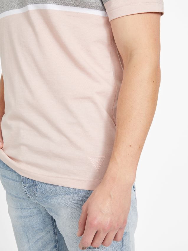 Guess vapor rose multi chucky stripete t-skjorte med slits damprose multi menn F0LJ808468