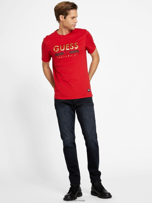 Guess varsity rød eco koda t-skjorte med rund hals varsity rød menn F0LJ808249
