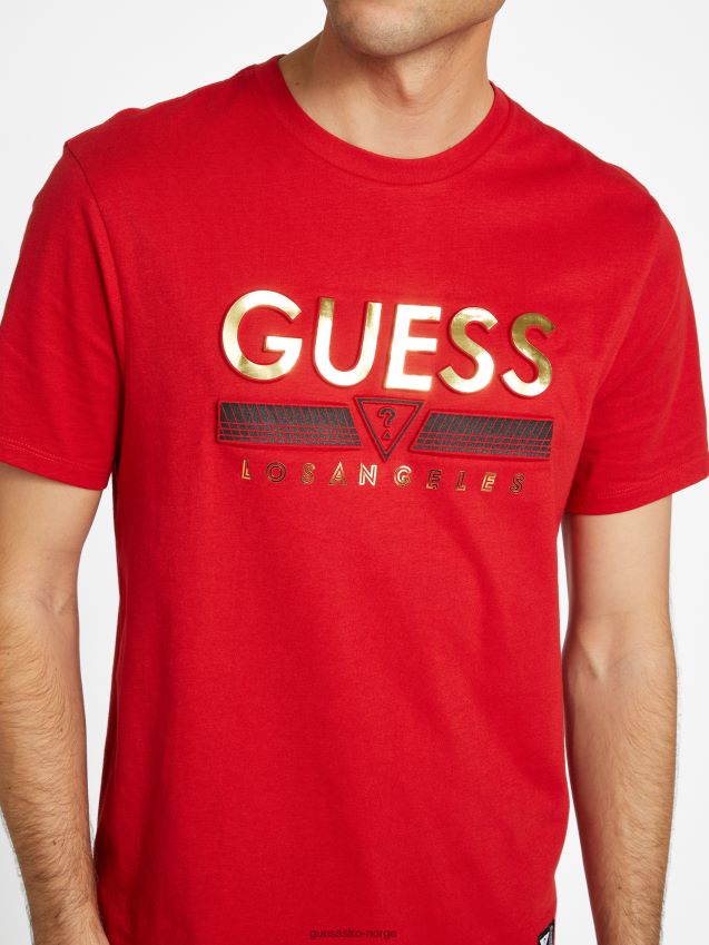 Guess varsity rød eco koda t-skjorte med rund hals varsity rød menn F0LJ808249