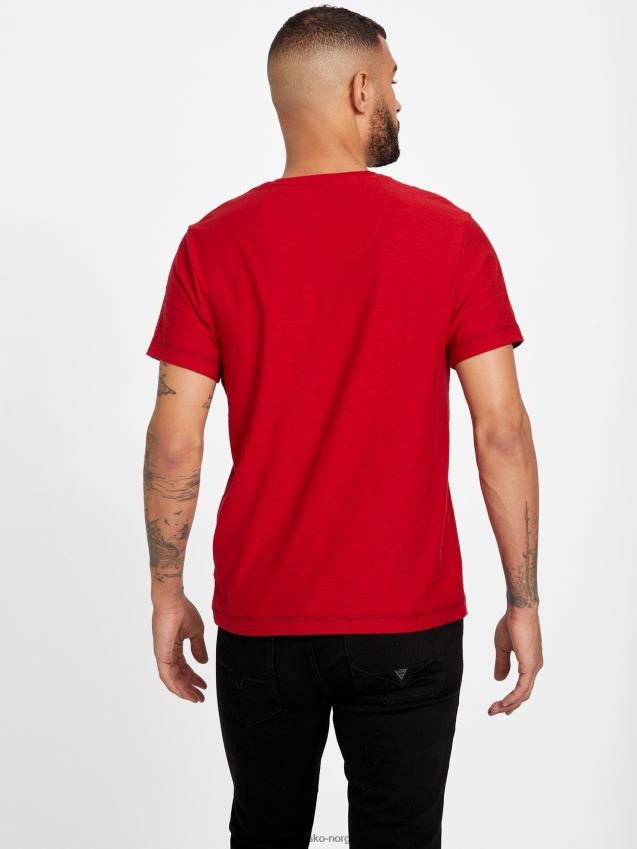 Guess varsity rød øko ricky split t-skjorte varsity rød menn F0LJ808458