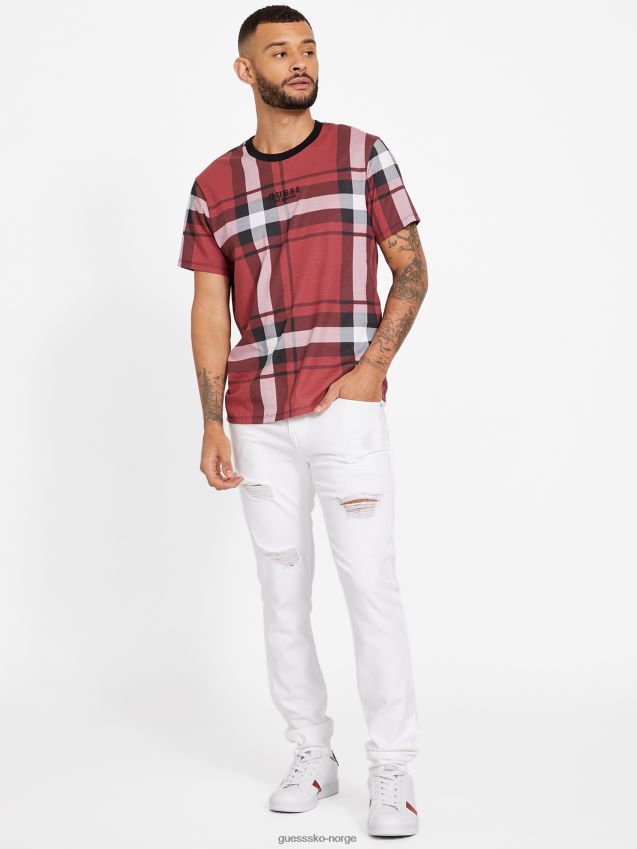 Guess varsity rød multi hertz t-skjorte varsity rød multi menn F0LJ808187