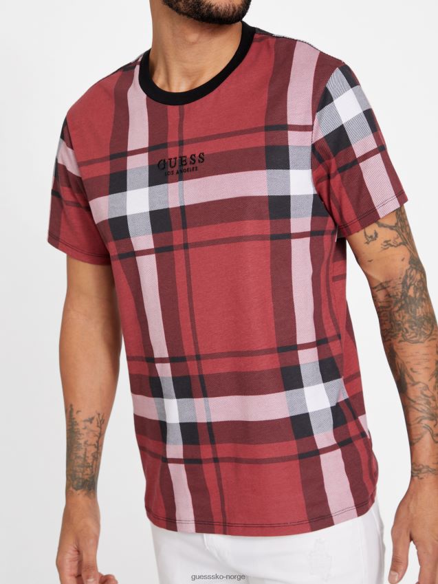 Guess varsity rød multi hertz t-skjorte varsity rød multi menn F0LJ808187