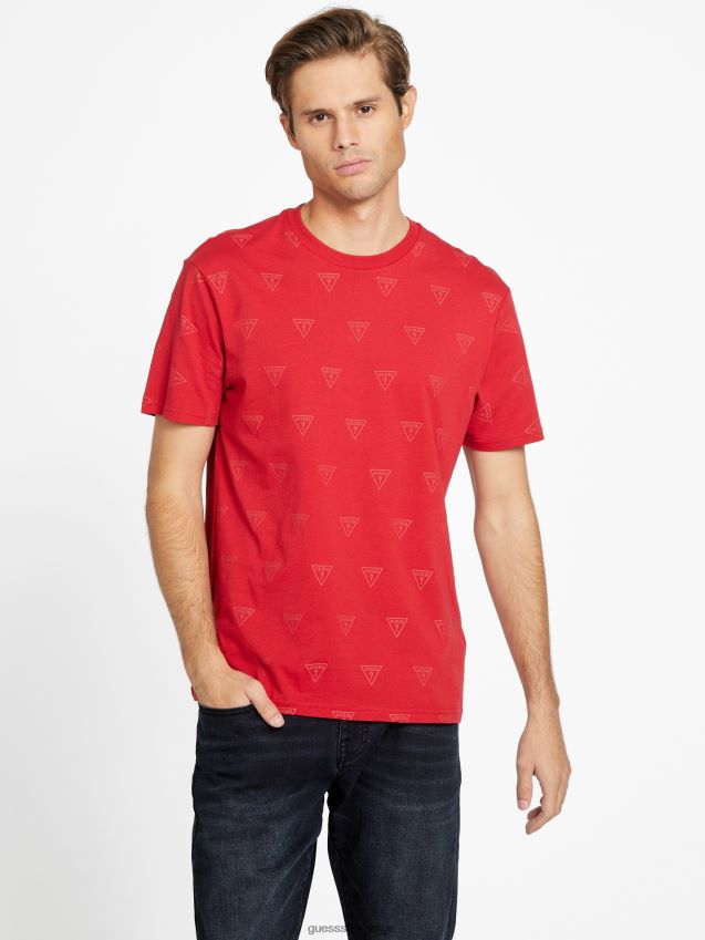 Guess varsity rød rusty logo-t-skjorte med rund hals varsity rød menn F0LJ808570