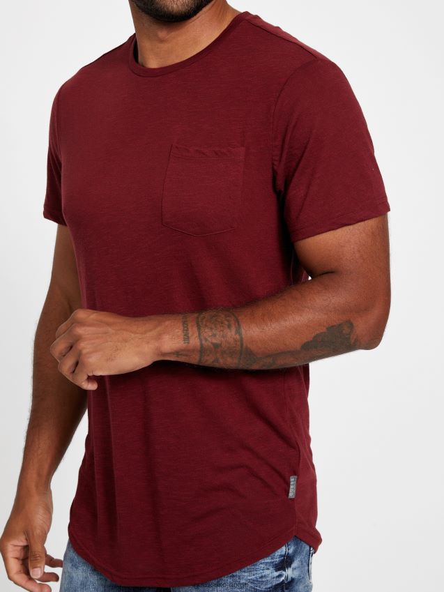 Guess vino vantor langline t-skjorte vino menn F0LJ808410