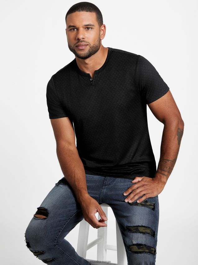 Guess waken jacquard t-skjorte kulsort kulsvart menn F0LJ808316