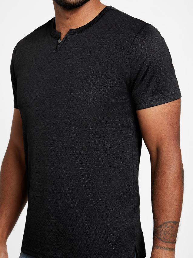 Guess waken jacquard t-skjorte kulsort kulsvart menn F0LJ808316