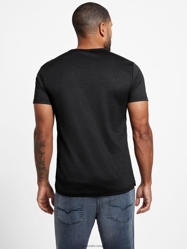 Guess waken jacquard t-skjorte kulsort kulsvart menn F0LJ808316