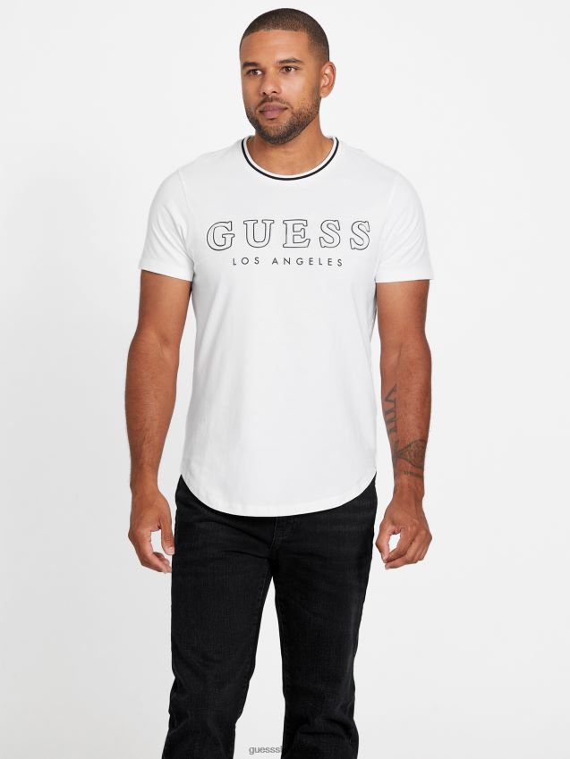 Guess zade longline crewneck t-skjorte ren hvit Ren hvit menn F0LJ808329