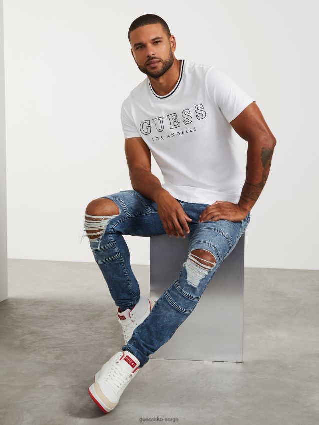 Guess zade longline crewneck t-skjorte ren hvit Ren hvit menn F0LJ808329