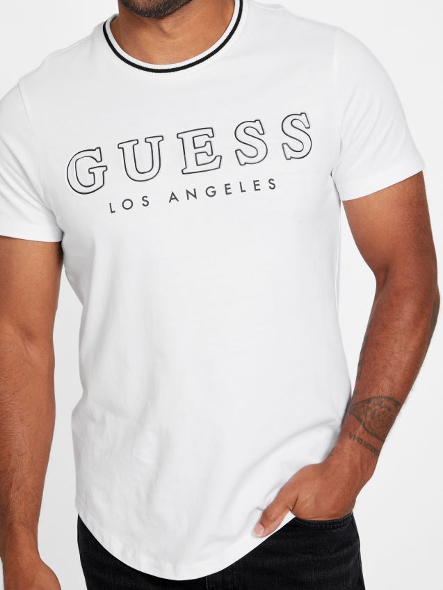 Guess zade longline crewneck t-skjorte ren hvit Ren hvit menn F0LJ808329