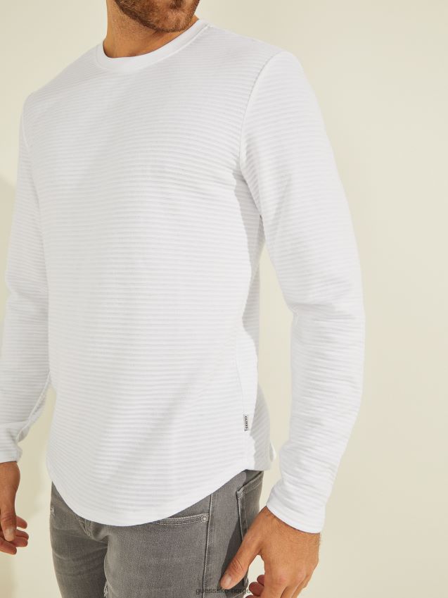 Guess zuma langermet t-skjorte ren hvit Ren hvit menn F0LJ8010515