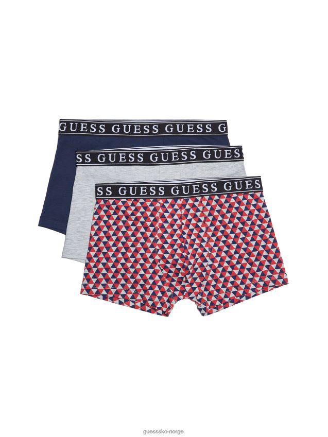 Guess blå/gråmelert/tri elvin boxer 3-pak blå/gråmelert/tri menn F0LJ808781