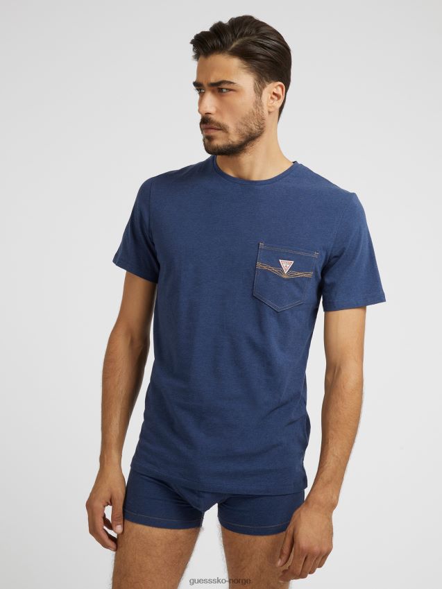 Guess blå t-skjorte med lapplomme blå menn F0LJ801091