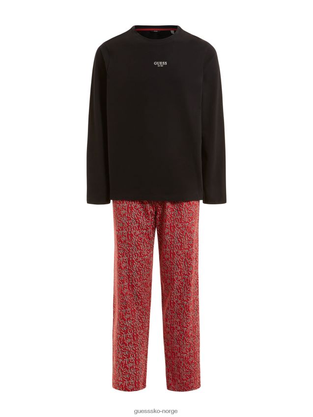 Guess hvitt pyjamassett med flere logoer hvit multi menn F0LJ801083